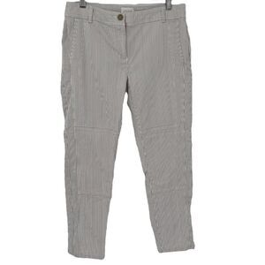 Chico's Pinstripe Crop Pants Stretch Taupe White Women Size 0 Small